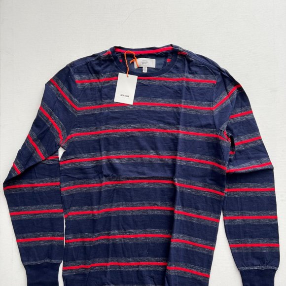 Jack Spade Lewis Striped Crewneck Shirt Peacoat - Picture 3 of 5
